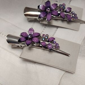 Chic Purple Floral Hair Clips